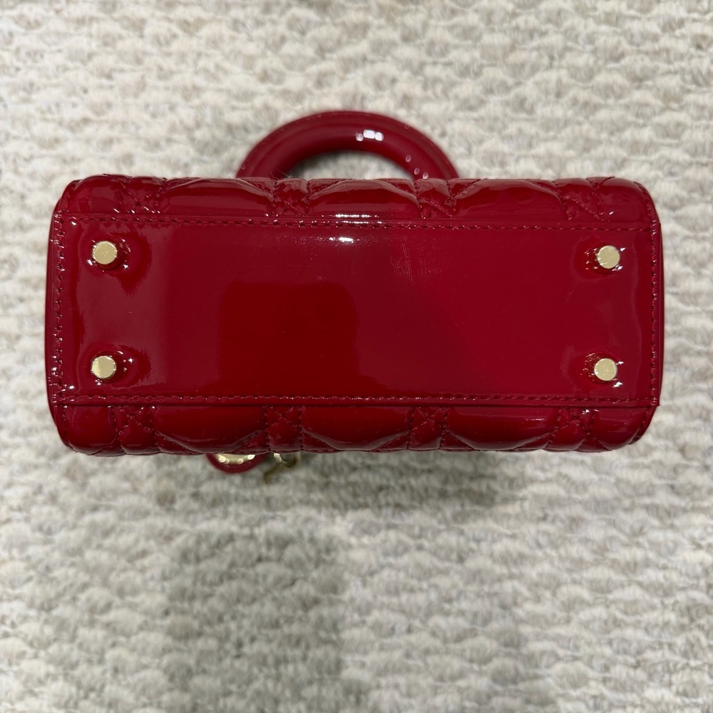 Red Leather Mini Bag with Gold Accents - Picture 4 of 8